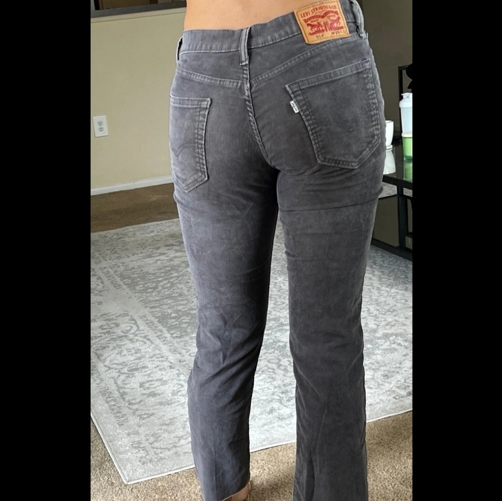 Levi's 513 gray corduroy slim straight mid rise jeans